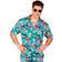 Widmann Blue Hawaiian Shirt with Flowers