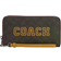 Coach Long Zip Around Wallet in Signature Canvas with Varsity Motif - QB/Brown/Buttercup
