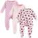 Touched By Nature Baby Girl Organic Cotton Sleep & Play 3-pack - Blossoms