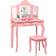 Costway Kids Dressing Vanity Set with Mirror & Stool