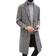 Uaneo Men's Single Breasted Plaid Mid Long Trench Pea Coat