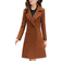 Bankeng Women Winter Wool Blend Camel Mid-Long Coat - Brown