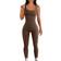 OQQ Women's Yoga Ribbed One Piece Sleeveless Jumpsuits - Coffee