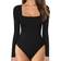 Mangopop Square Neck Long Sleeve Tops Bodysuit Jumpsuit