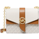 Michael Kors Greenwich Small Color-Block Logo and Saffiano Leather Crossbody Bag - Vanilla/Acorn