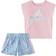 Adidas Girl's Graphic Tee & Shorts Set - Clear Pink/Blue (FZ9623)