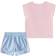 Adidas Girl's Graphic Tee & Shorts Set - Clear Pink/Blue (FZ9623)