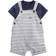 Carter's Baby Smiley Face & Stripe Shortalls Set - Grey