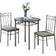 Monarch Specialties 3075 Espresso/Silver/Grey Dining Set 30" 3pcs