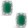Macy's Rectangle Halo Stud Earrings - Silver/Emerald/Diamonds