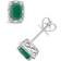 Macy's Rectangle Halo Stud Earrings - Silver/Emerald/Diamonds