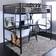 Premium Metal Loft Bed with Wood Workstation, One Black 55x79"