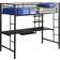 Walker Edison Premium Twin Size Metal Loft Bed with Workstation