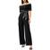 Adrianna Papell Tie Waist Knit Crepe Jumpsuit - Black