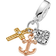 Pandora Tricolor Cross Heart & Anchor Pendant Charm - Silver/Gold/Rose Gold/Transparent