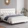 Keyluv Modern Upholstered Platform with LED Headboard