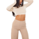 PrettyLittleThing Basic Slinky Long Sleeve Crop Top - Stone