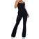 PrettyLittleThing Rib Strappy Square Neck Flared Jumpsuit - Black