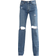 PrettyLittleThing Tall Ripped Long Leg Straight Jeans - Mid Blue Wash