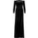 Adrianna Papell Velvet Off the Shoulder with Hand Beaded Cuff Gown - Black