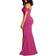 YMDUCH Women's Off Shoulder High Split Evening Gown - Rose