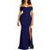 YMDUCH Women's Off Shoulder High Split Evening Gown - Navy