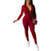 PrettyGarden Women's Two Piece Tracksuit Set - Wine Red