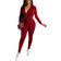 PrettyGarden Women's Two Piece Tracksuit Set - Wine Red