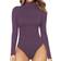 Mangopop Women's Mock Turtle Neck Long Sleeve Tops Bodysuit - Lavender