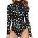 Mangopop Women's Mock Turtle Neck Long Sleeve Tops Bodysuit - Little Daisy