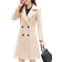 Bankeng Women Winter Wool Blend Camel Mid-Long Coat - Cream White