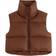 Fuinloth Women's High Stand Collar Lightweight Zip Crop Puffer Gilet - Brown