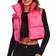 Fuinloth Women's High Stand Collar Lightweight Zip Crop Puffer Gilet - Rose Red