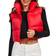 Fuinloth Women's High Stand Collar Lightweight Zip Crop Puffer Gilet - Red