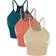 Ododos Washed Seamless Rib-Knit Camisole Crop Tank Tops - Beige/Coral/Teal