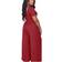 BffBaby Backless Short Sleeve Crop Top High Waist Wide Leg Long Pant Set - Red