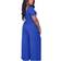 BffBaby Backless Short Sleeve Crop Top High Waist Wide Leg Long Pant Set - Blue