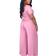 BffBaby Backless Short Sleeve Crop Top High Waist Wide Leg Long Pant Set - Pink