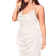 Floerns Women's Satin Spaghetti Strap Cowl Neck Wrap Party Cami Dress Plus Size - White
