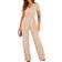 Blencot Women's Short Sleeve V-Neck Belted Wide Leg Formal Jumpsuit - Apricot