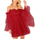 Romwe Women's Romantic Flounce Mini Dress - Red