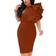 Xxtaxn Women's Cocktail Bodycon Ruffle Sleeveless Formal Midi Pencil Dress - Brownnish Red