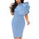 Xxtaxn Women's Cocktail Bodycon Ruffle Sleeveless Formal Midi Pencil Dress - Blue