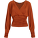 Express Silky V-Neck Ruched Top - Caramel Cafe