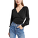 Express Silky V-Neck Ruched Top - Pitch Black