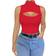 Mangopop Women's Mock Neck Cutout Front Sleeveless Tank Top Bodysuit - Red