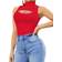 Mangopop Women's Mock Neck Cutout Front Sleeveless Tank Top Bodysuit - Red