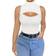 Mangopop Women's Mock Neck Cutout Front Sleeveless Tank Top Bodysuit - White