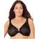 Glamorise Wonderwire Lacey T-Back Front-Close Bra Black