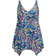 Evans Sharkbite Swim Dress Plus Size - Multi Feather